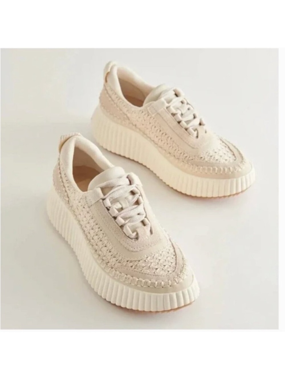 Dolce Vita Cream Woven Platform Sneakers